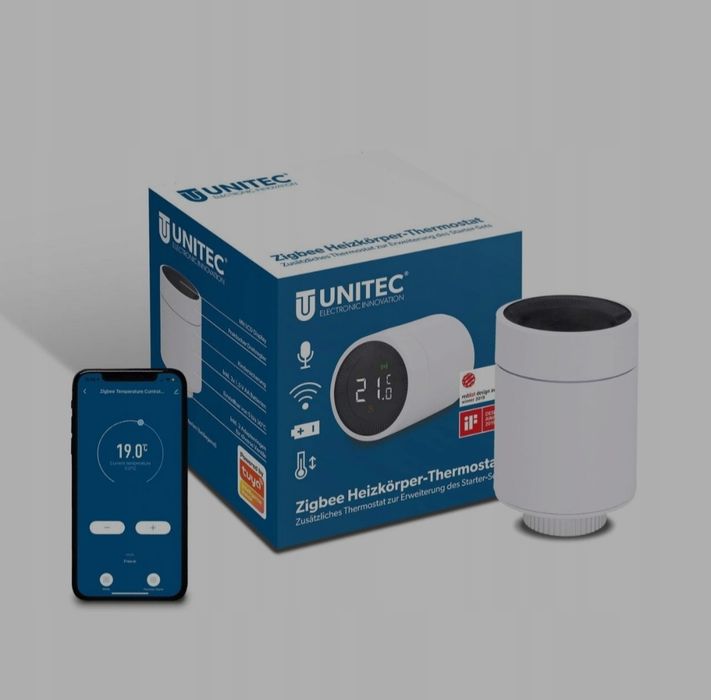 Inteligentny smart home termostat grzejnikowy Unitec 30946 Z LCD BIAŁY