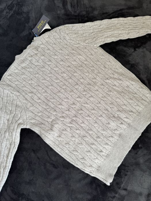 Outlet Sweter Unisex Polo Ralph Lauren Szary Idealny na Prezent S M L