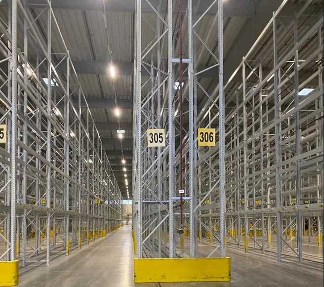 Regały paletowe "Schäfer" wys. 4,3m/ dł. 3,7m/ 4 tony-poziom/ regał