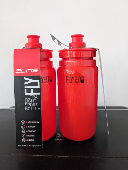 Bidon Elite Fly Tex 550ml czerwony red, 2 sztuki