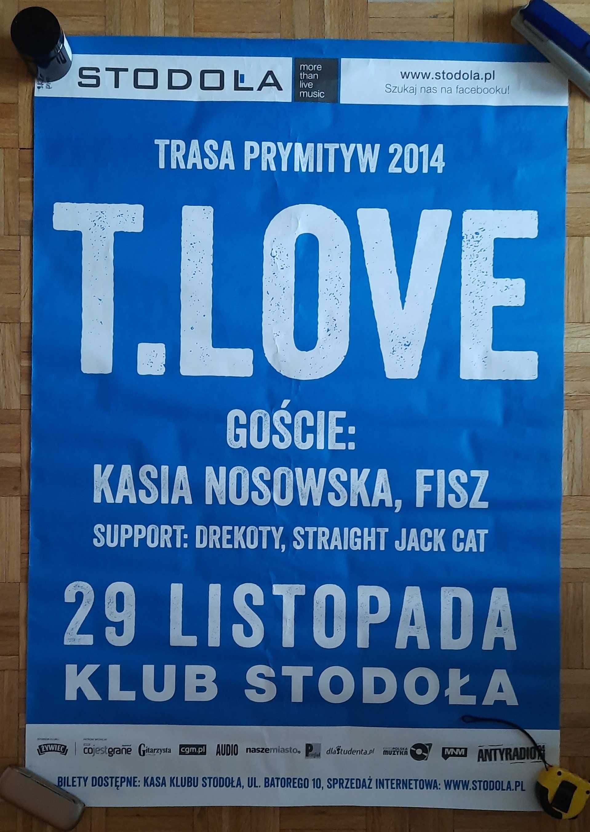 Plakat koncertowy T-Love trasa PRYMITYW 2014