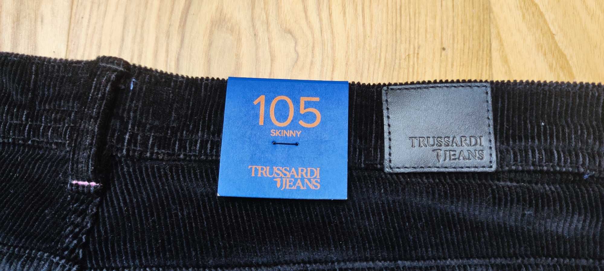 spodnie sztruksowe czarne męskie Trussardi Jeans, roz. 180/86a