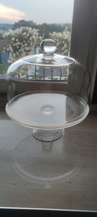 Patera z kloszem szklana 30 cm