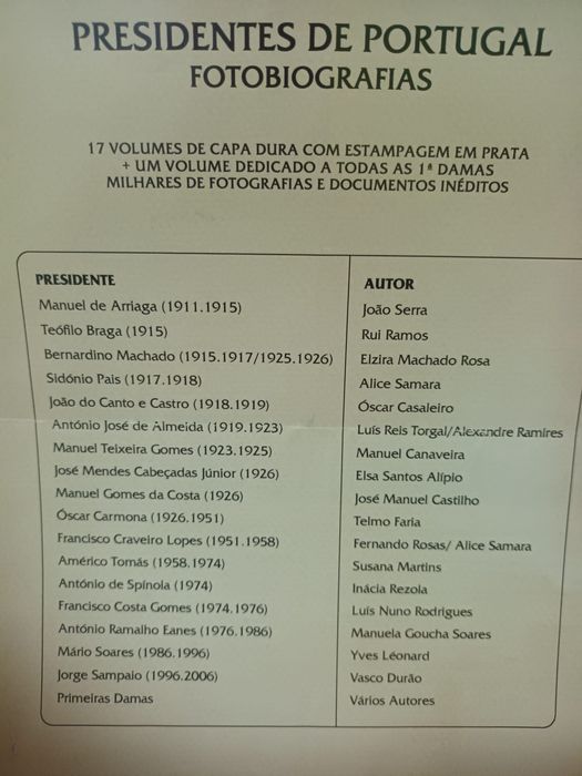 Nova - Coleção Completa 'Presidentes de Portugal '