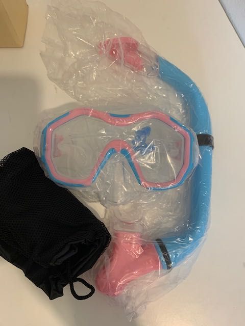 Gogle do nurkowania i  rurka do nurkowania dla dzieci, 180° pink blue