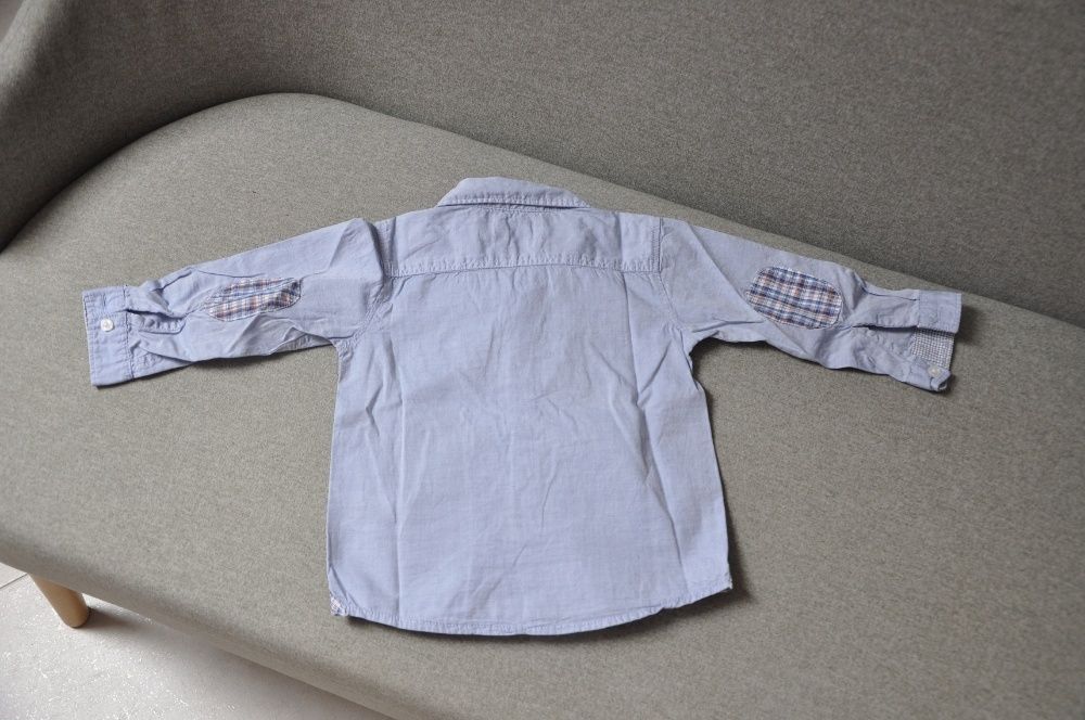 Piękna koszula H&M 80 elegancka, niebieska, łaty chrzest chłopieca