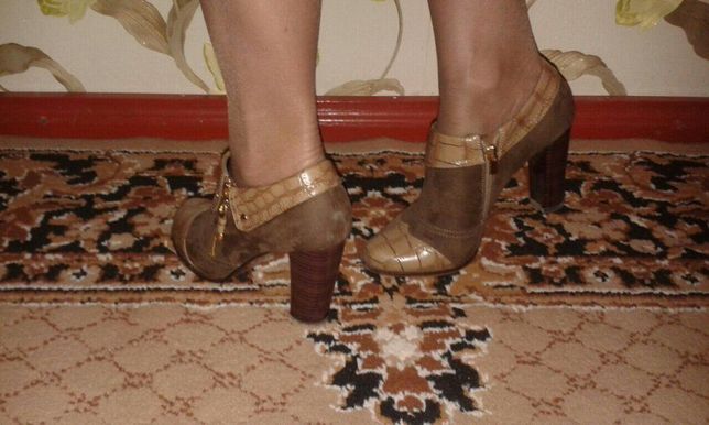 Ботильйони туфлі коричнево-кафєйні бежеві, дуже зручні. розмір 40 по с