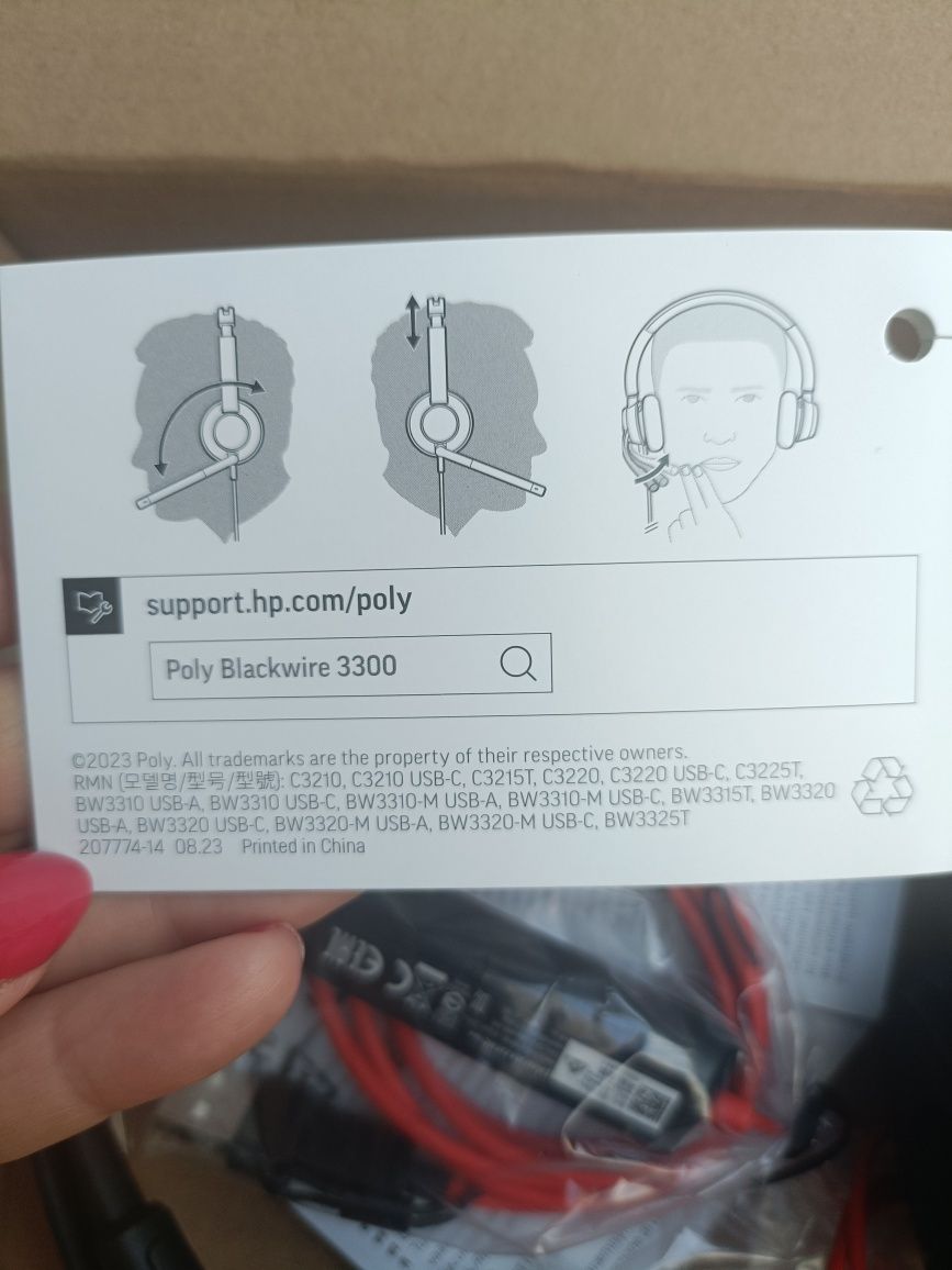 Zestaw słuchawkowy poly BLACKWIRE 3220