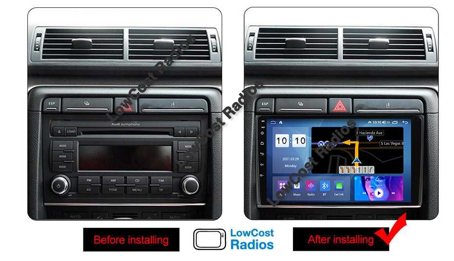 Auto Rádio GPS 9 Poleg. AUDI A3 e A4 | ANDROID Bluetooth USB APPS WIFI