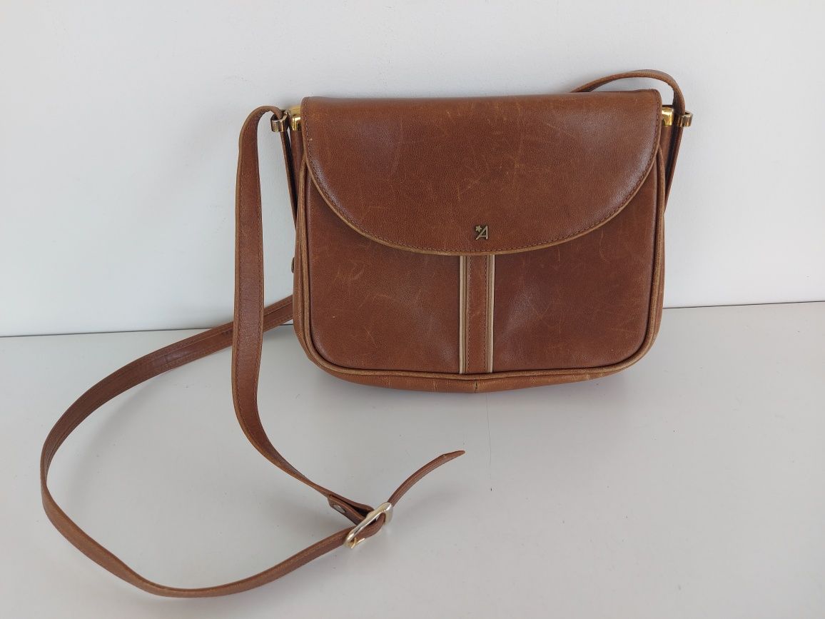 Torebka vintage skórzana Assima brązowa