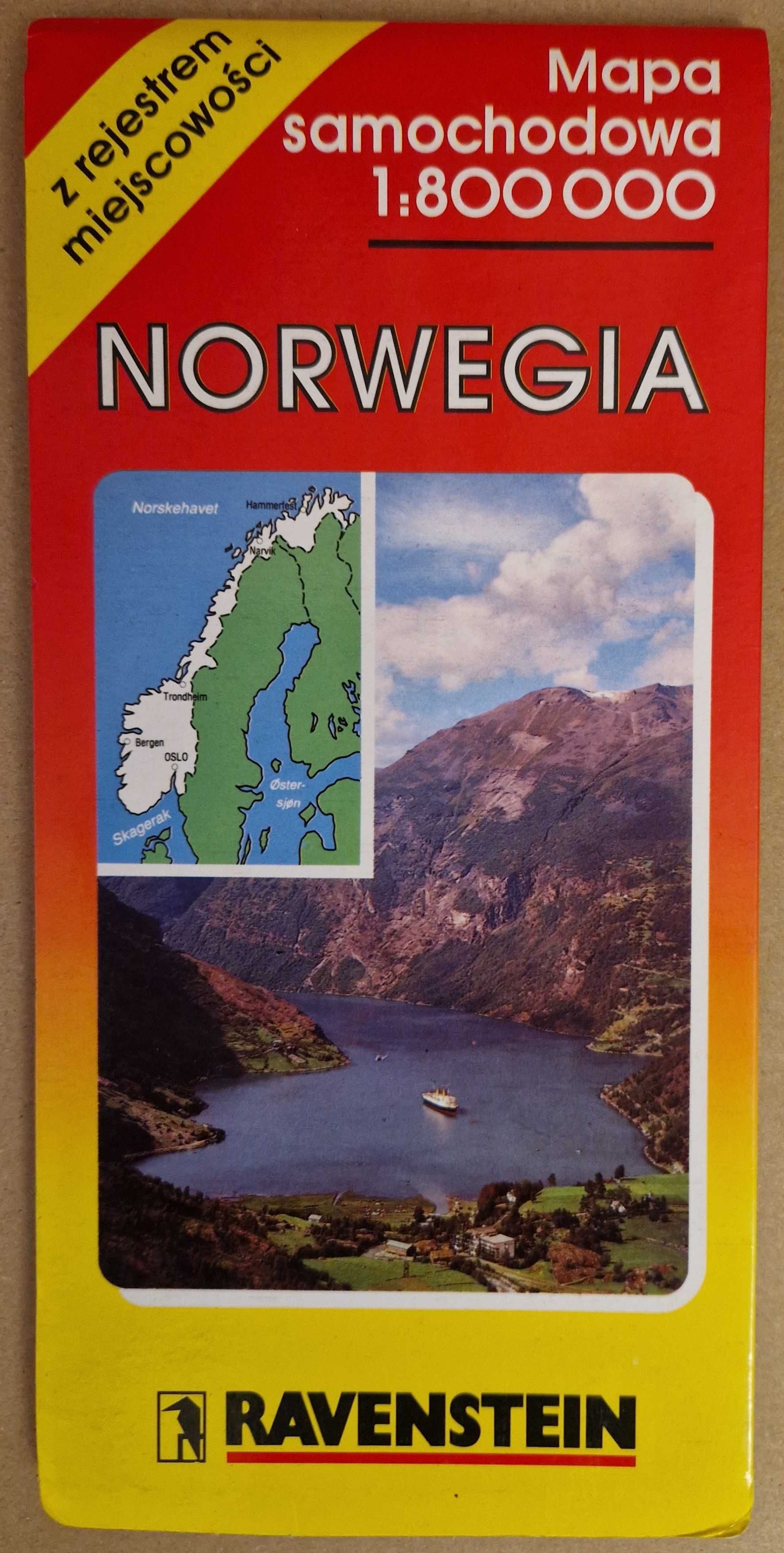 Mapa Norwegia. Mapa samochodowa 1:800 000