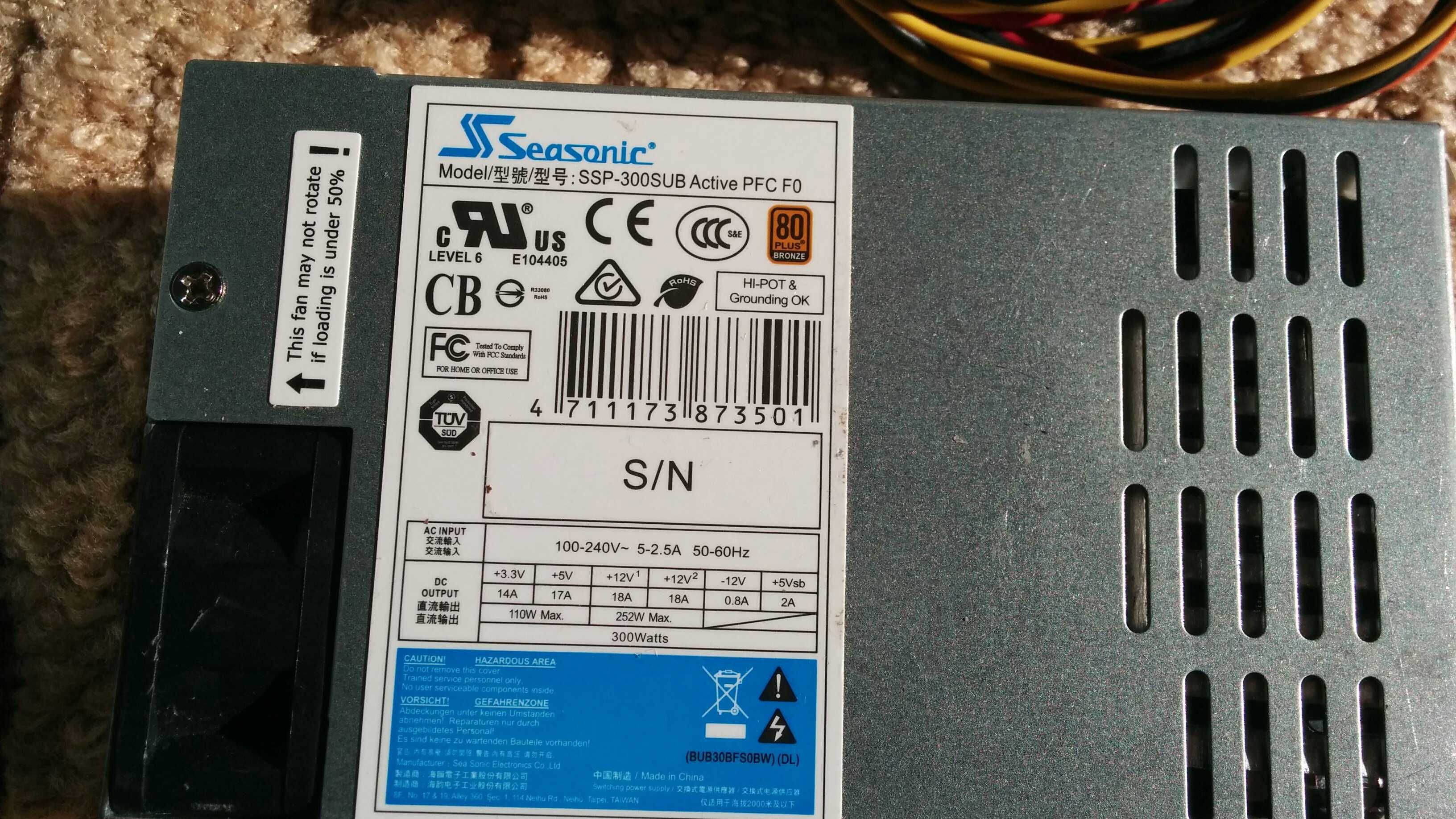 Flex ATX (40 мм) блоки живлення "Seasonic" 300w ssp-300SUВ під ремонт.