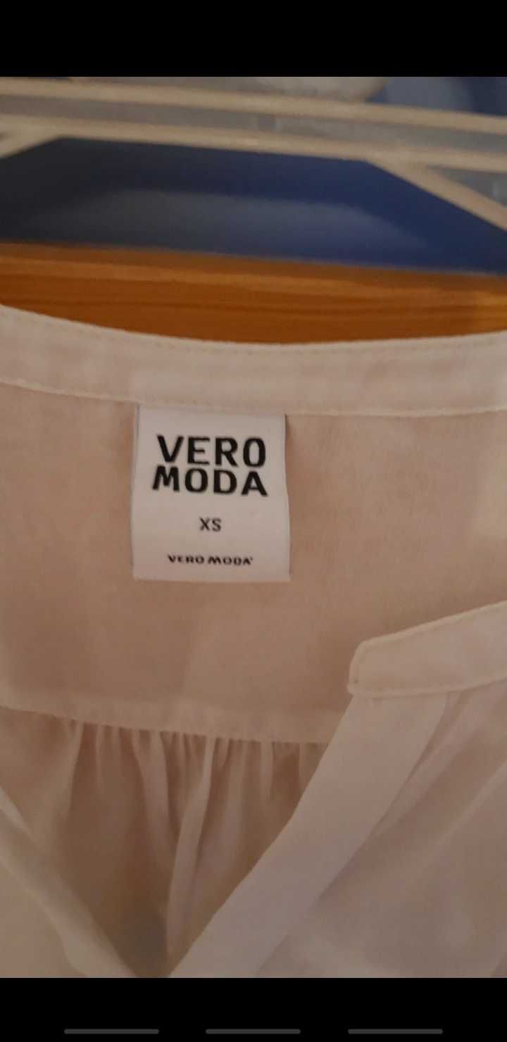 Bluzka Vero Moda XS 34 biała mgiełka prześwitująca