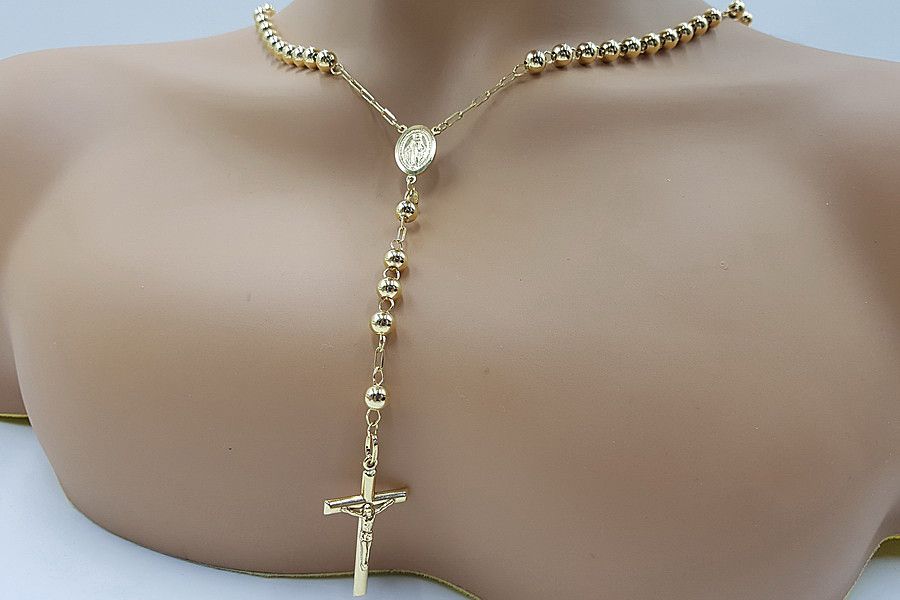 Złoty różaniec 14k 585 włoski łańcuszek rcc012y 50cm