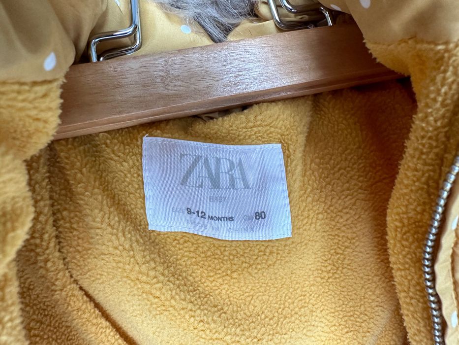 Kurtka zimowa ZARA 9-12 msc 80 cm dla dziewczynki / z futerkiem żółta