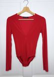Czerwone elastyczne body z dekoltem V Edge Street S/M