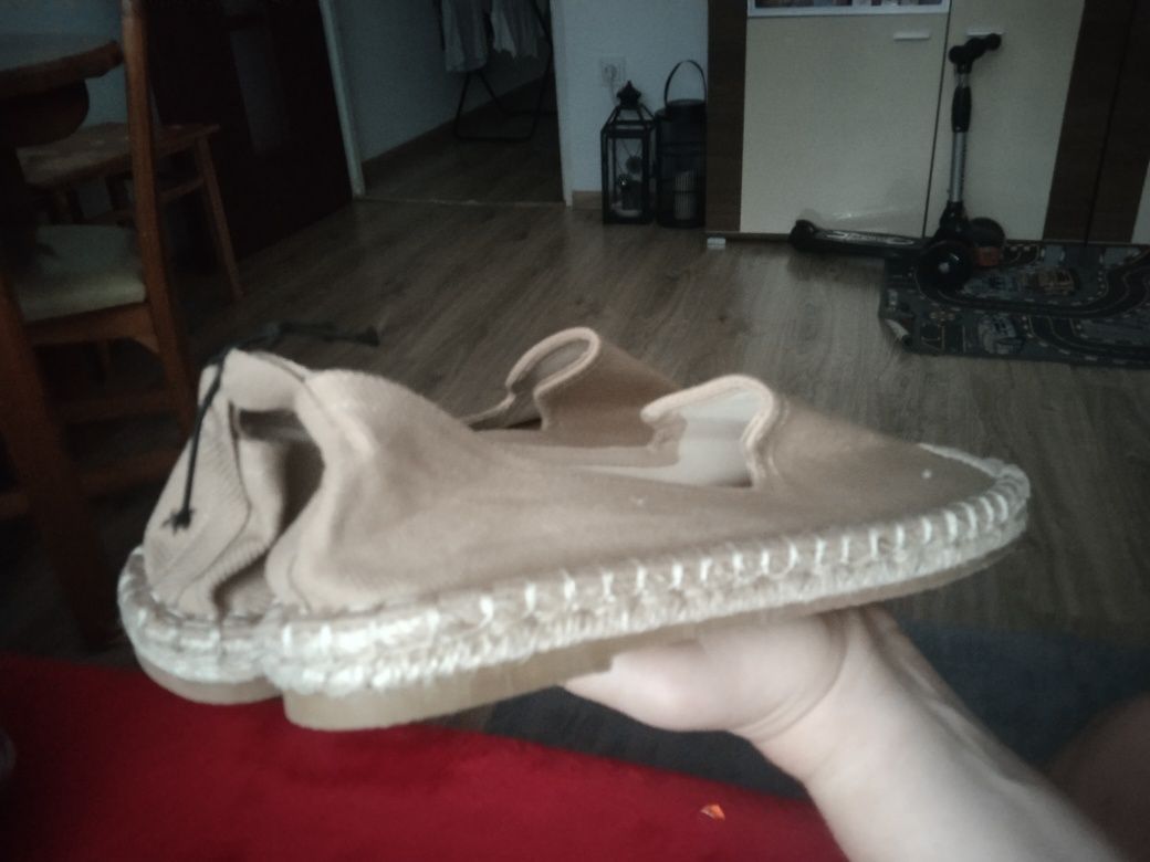 Nowe Espadryle baleriny beżowe kawa z mlekiem rozmiar 37