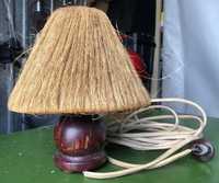Antyczna Lampa Vintage Stołowa Drewniana Abażur PRL Antyk Zabytek