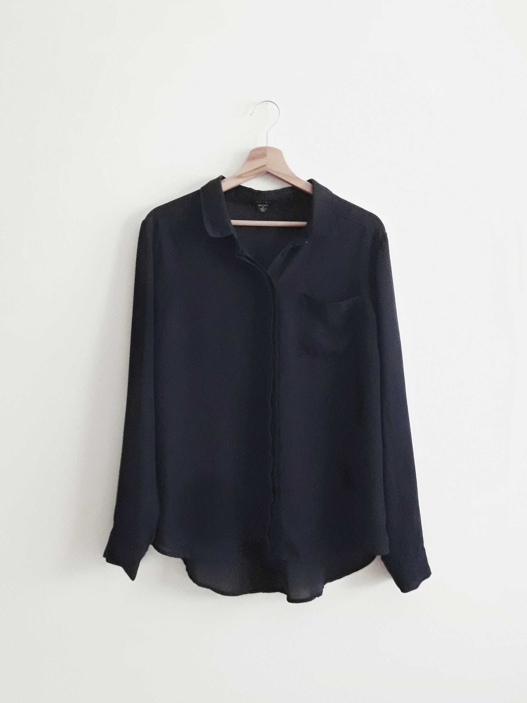Camisa azul-escura com botões ocultos (tam. XL)