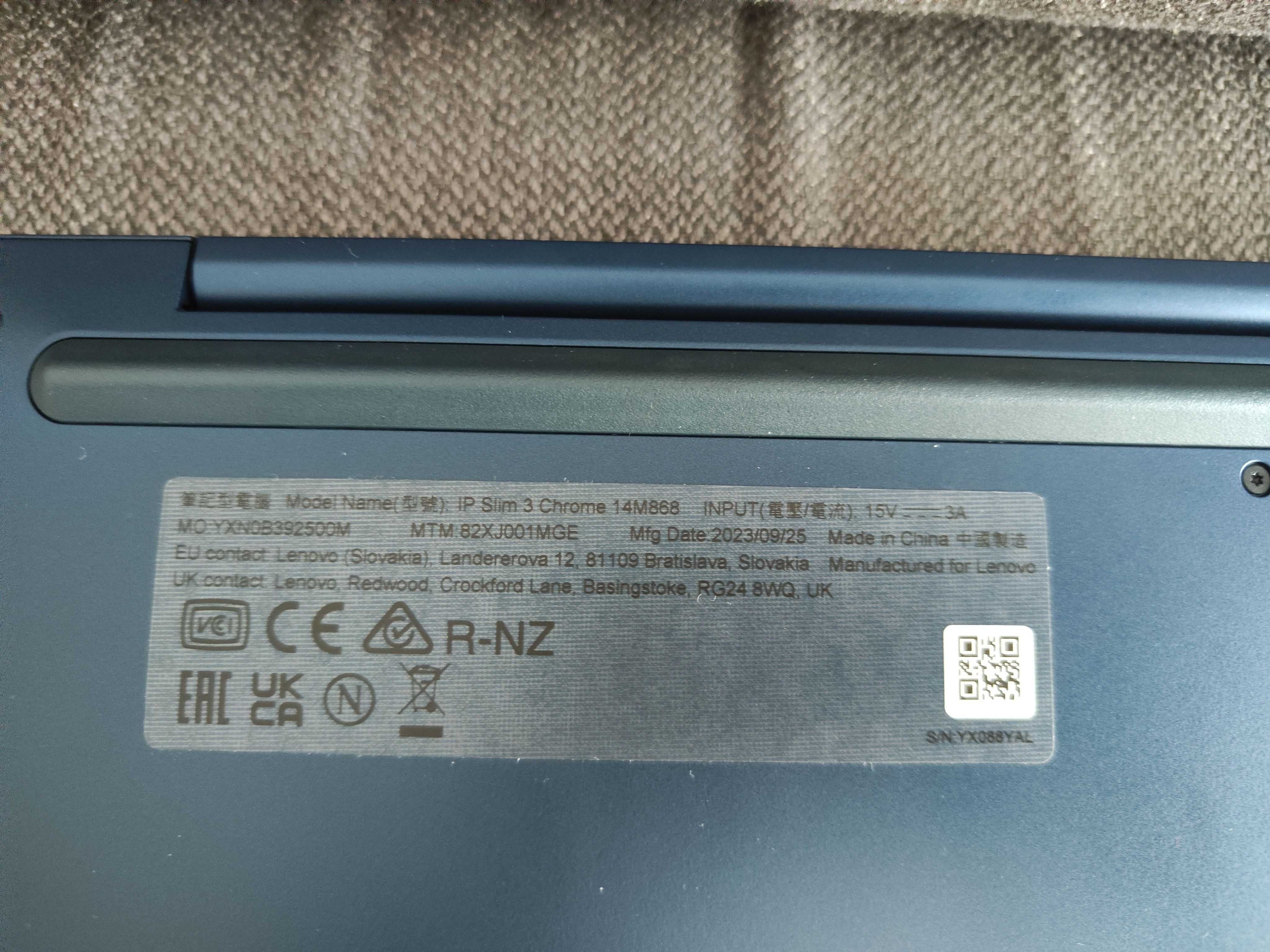 Laptop Chromebook LENOVO IdeaPad Slim 3 14M868 14" MT520 4GB RAM 64GB