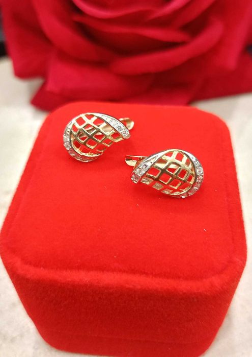 Złote kolczyki p.585/2,80g  ażurowe łezki