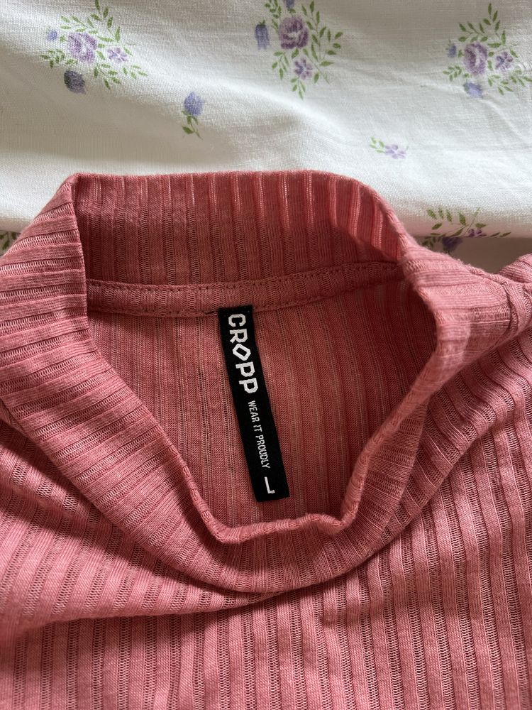 Bluzka rozowa top Cropp XS/S w paski prążek tranparetna y2k letnia