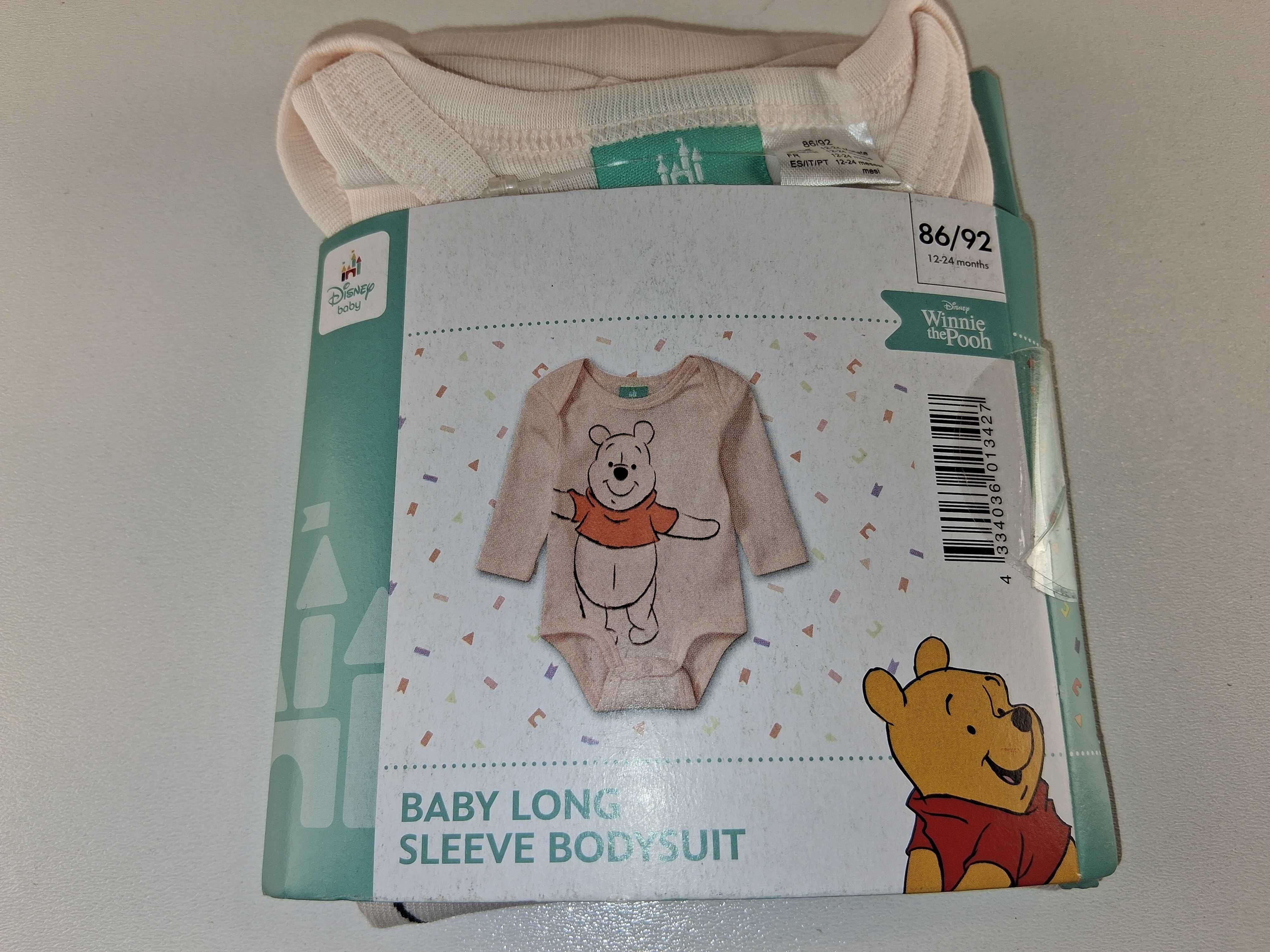 A154 Disney Baby Kubuś Puchatek Body Długi Rękaw Bawełna Rozmiar 86/92