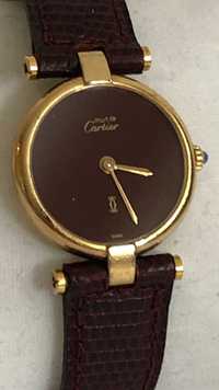 Cartier Must de Paris, srebro pozłacane, oryginał, pasek Cartier, LUX