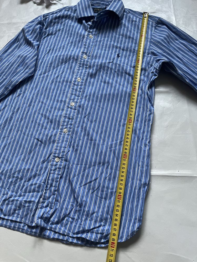 Ralph Lauren polo koszula niebieska paski 38 luksusowa cotton 100%
