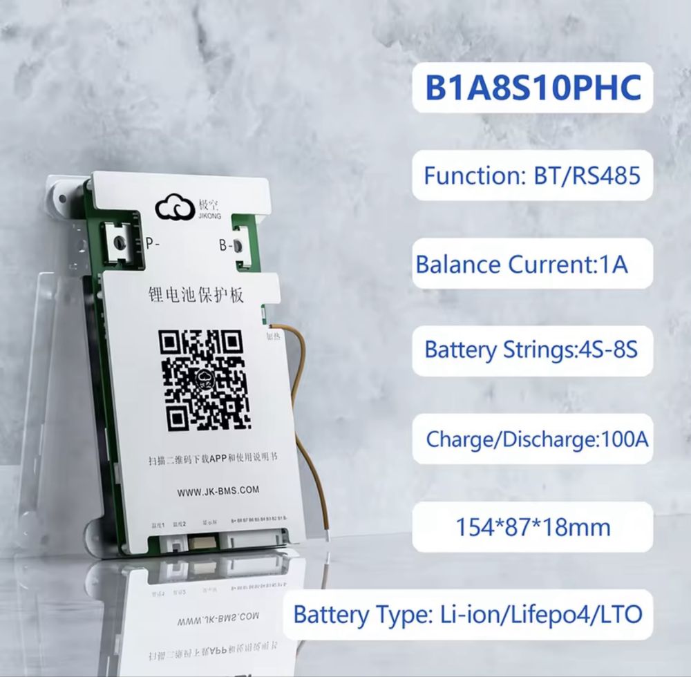 Jikong JKBMS  B1A8S10P‑HC – Smart Active Balance BMS 4–8S 100A