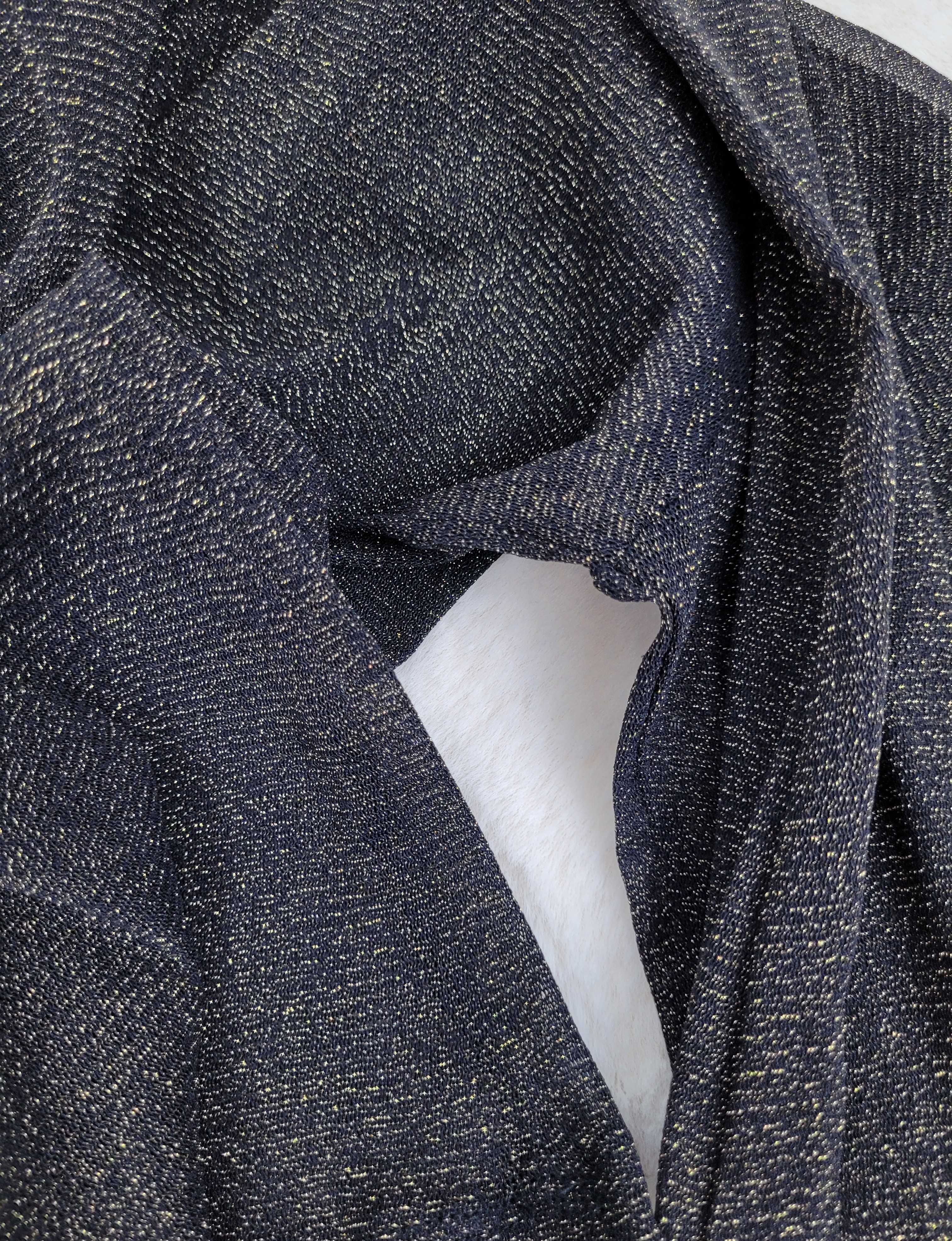 Prześwitujący metaliczny top damski czarno złoty Gina Tricot M 38
