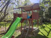 Piaskownica domek ogrodowy dla dzieci zjezdzalnia plac zabaw