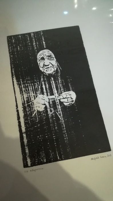 Xilogravura gravura em madeira retrato mulher Soajo original assinado