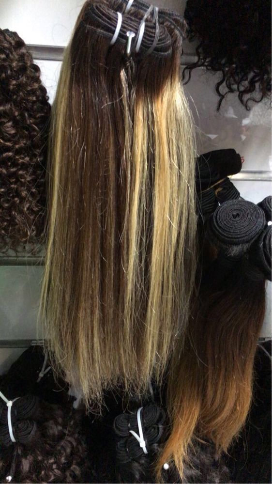 Cabelo liso madeixa 300g uma cabeça