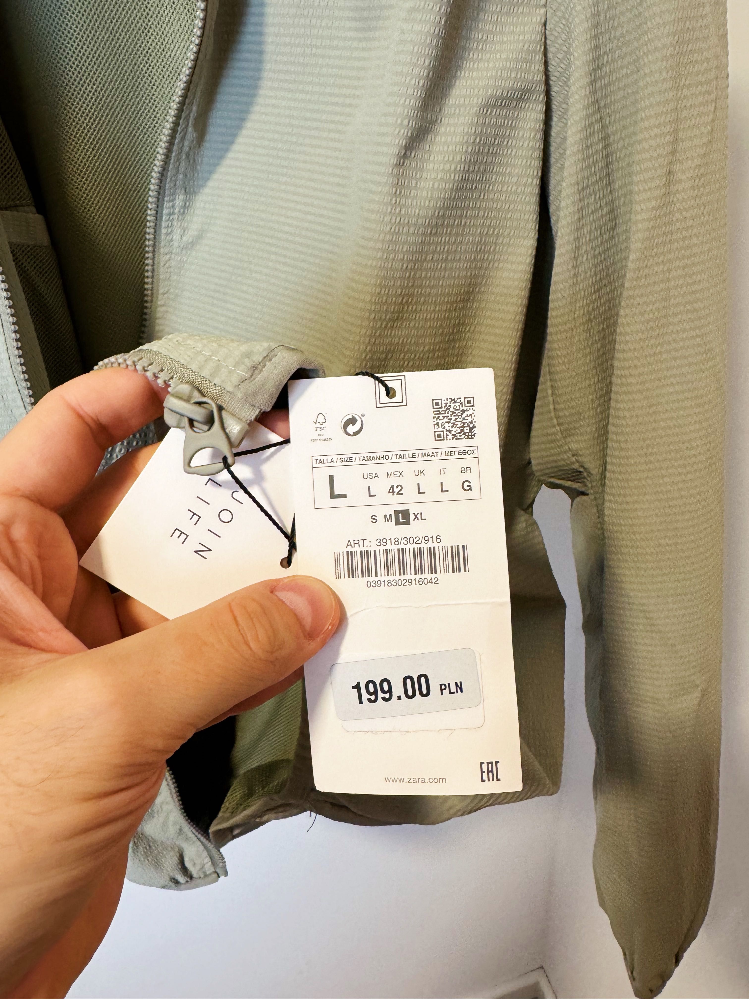 Bomber Jacket Zara kurtka khaki zielona lekka wiatrówka rozmiar L