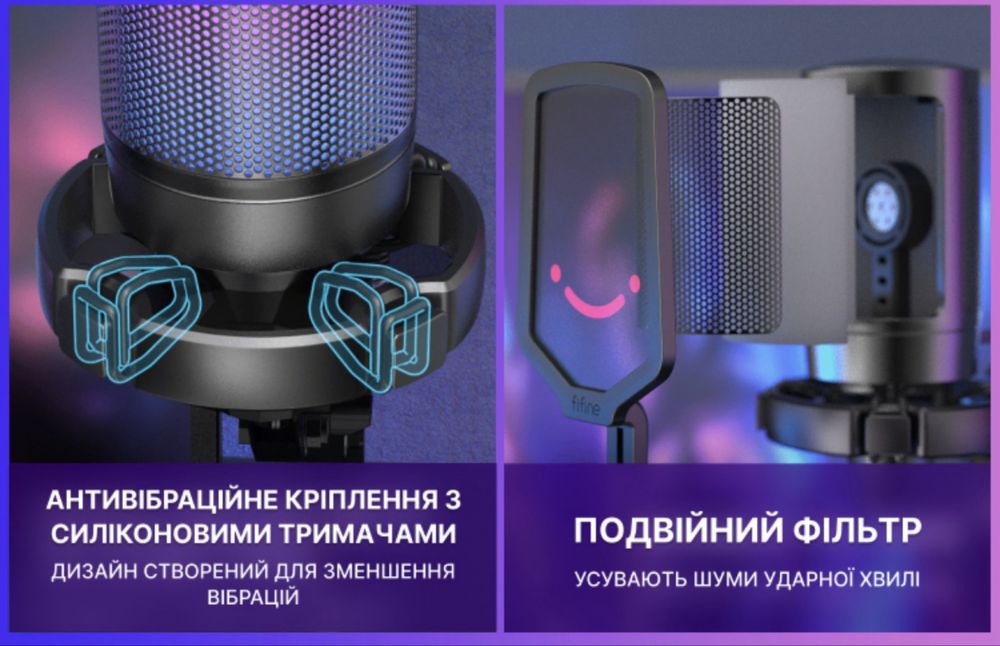 Мікрофон для стрімерів, блогерів, підкастерів Fifine A6T
