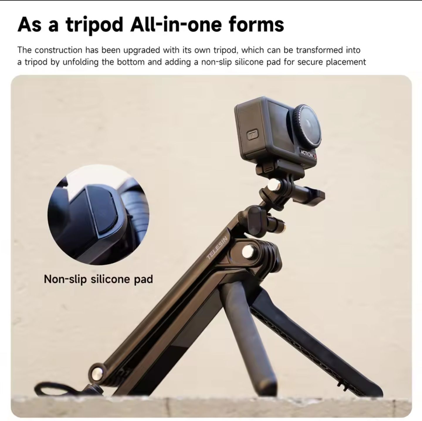 Telesin Трипод Insta360 GoPro Hero DJI Action селфи палка тройна фото