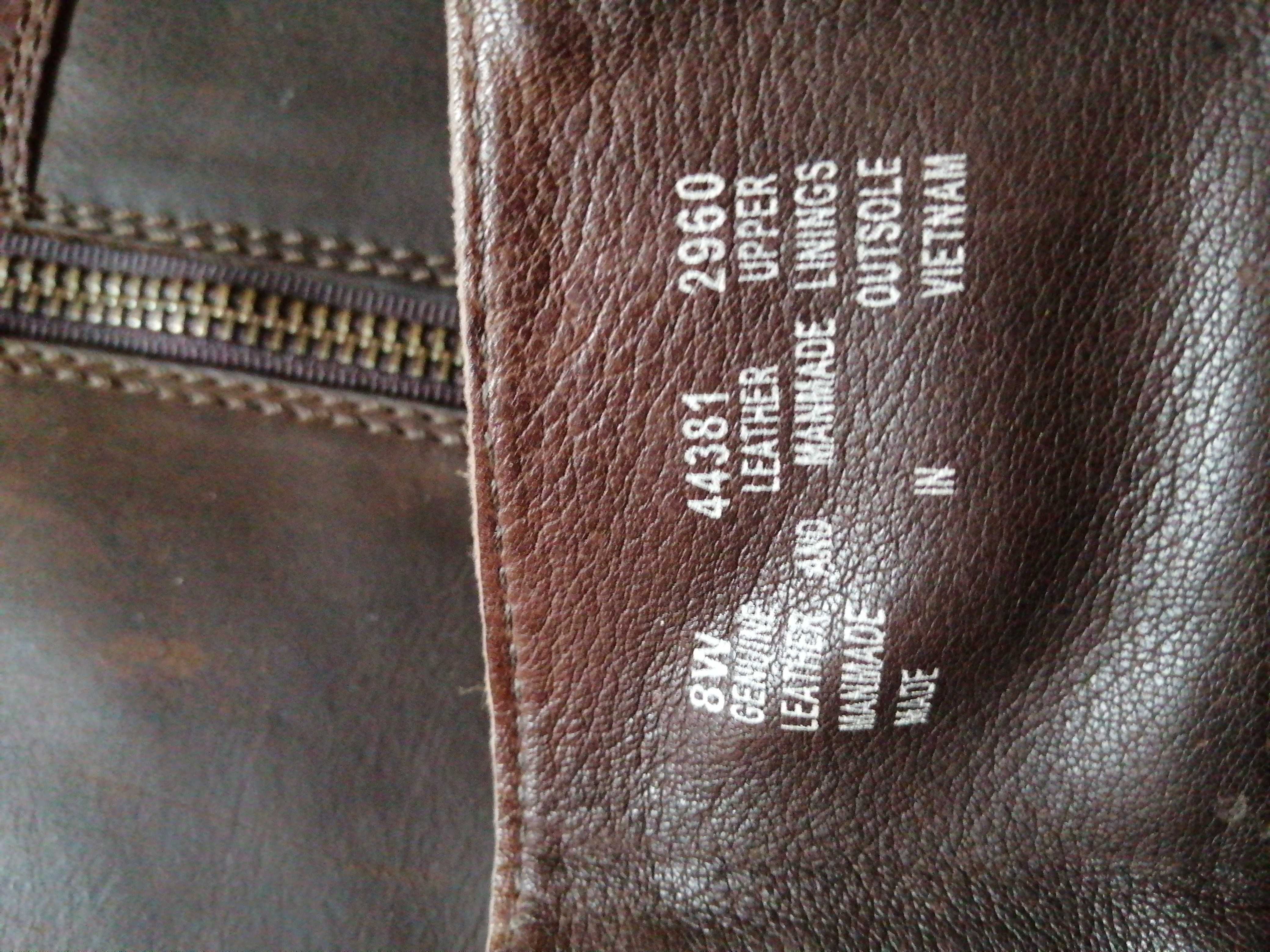 Kozaki brązowe skórzane skóra 39 7 Timberland cholewka