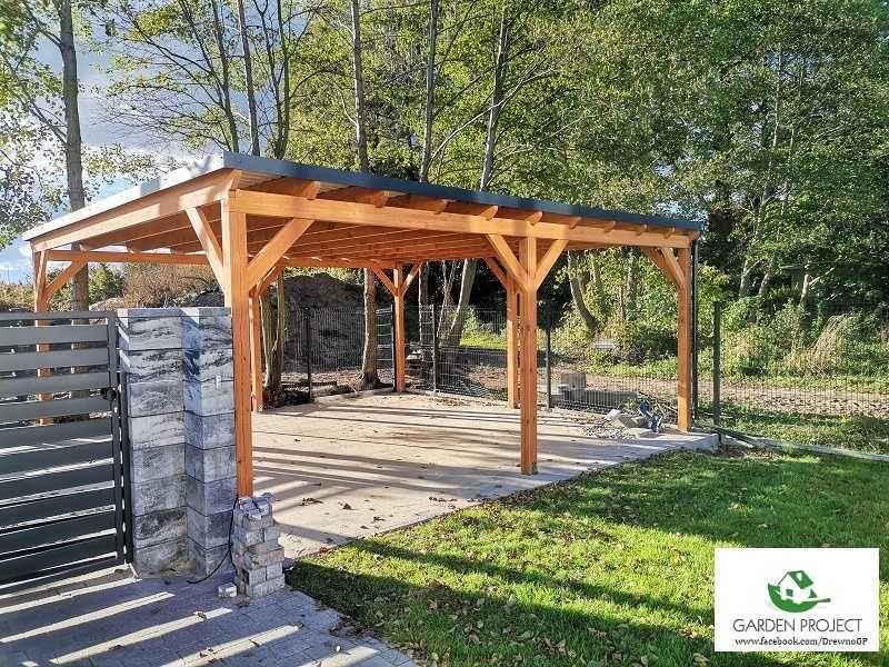 wiata carport2 płaski dach na dwa auta montaż