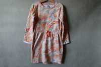 Sukienka 116 bawełniana 5 10 15 dresowa pomarańcz szara dalmatyńczyk