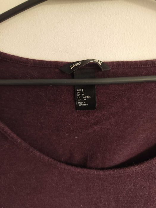 Fioletowa bawełniana koszulka H&M Bassic S