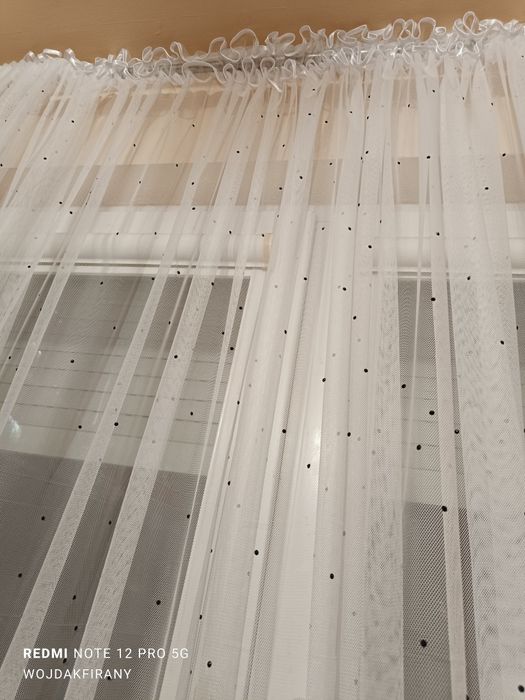 Firanka nowa z kryształkami krótka 400*160cm bez prasowania