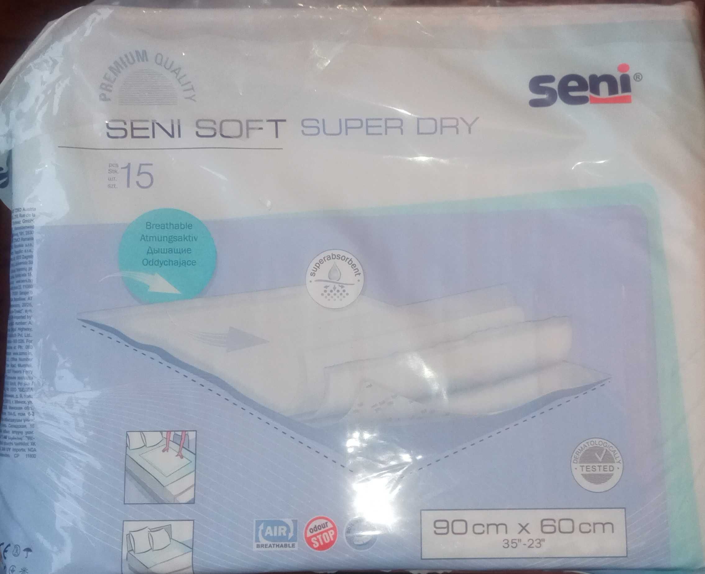 Podkłady higieniczne 60x90cm 15szt. Seni Soft Super Dry.
