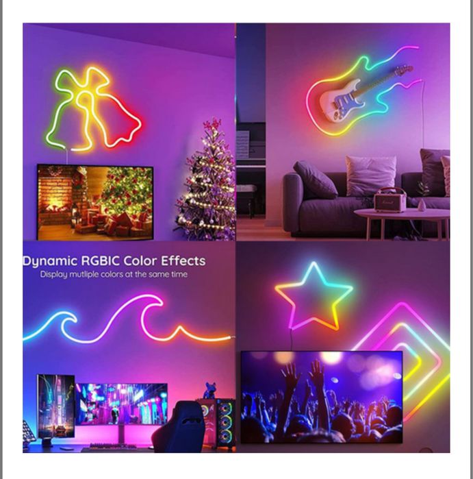 Розумна гнучка неонова стрічка 5 м RGB Лед лента Светодиодная лента