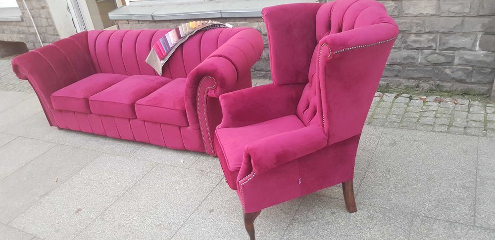 sofa Chesterfields Madame + fotel uszak promocja