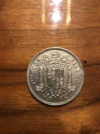 Moeda 5 pesetas em Niquel. Ano de 1949.