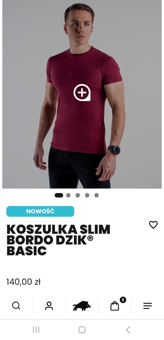 Koszulka DZIK basic bordo rozmiar L Slim wkdzik