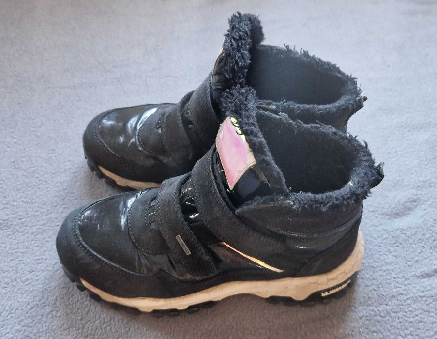 Buty Primigi zimowe za kostkę r.35 wkł 23cm, ocieplane, czarne