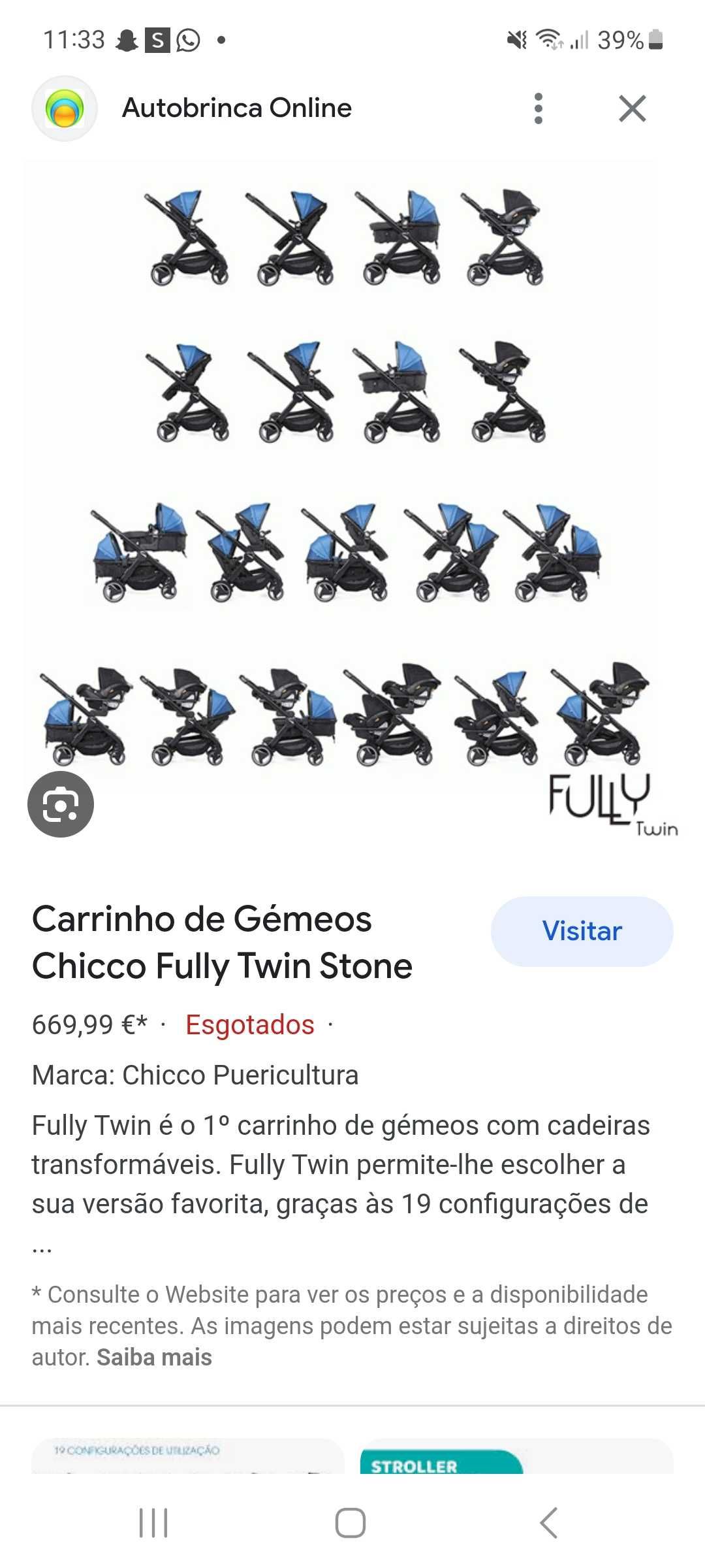 Carrinho Chicco 2 lugares