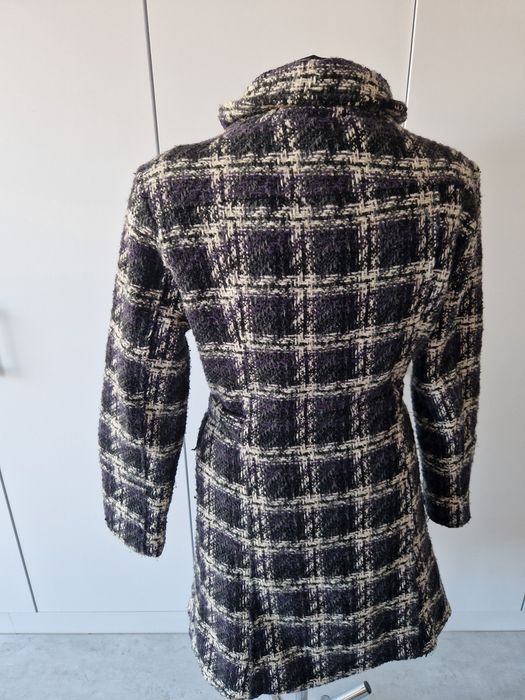 Płaszcz przejściowy w kratę 50% wełna